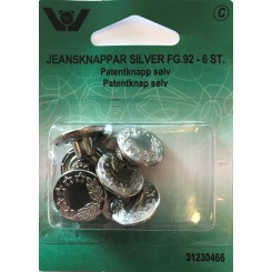 Patentknapper sølv, 17 mm