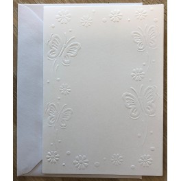 Kort + kuverter A6 Hvid sommerfugle