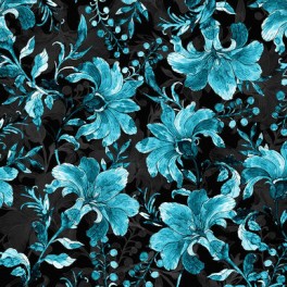 Diligence Rubin komponent Avalana jersey oeko tex stof, Blå blomst motiv - hobbybien.dk