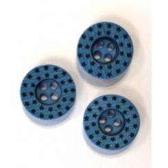 Bl&aring; knap m. stjerner 12 mm