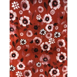 Jersey Rød blomster 150  x 100 cm