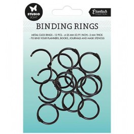 Binding rings Sort 25 mm x 12 stk