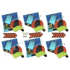 Pc, telefon og kasket Bl&aring; 3D-ark