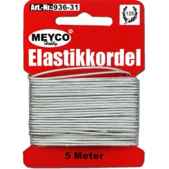 Bånd elastik Sølv 1 mm x 5 m