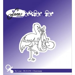 Stork med baby stempel  By Lene 