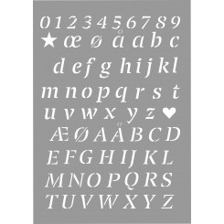 Stencil A4 bogstaver og tal