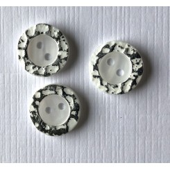 Hvid-Sølv mønster knap 16 mm