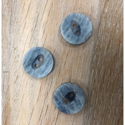 Blå meleret  knap 15 mm- 2 hul
