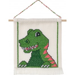 Broderi kit Dino, 16 x 18 cm