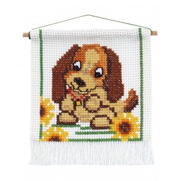 Broderi kit Hund, 16 x 18 cm