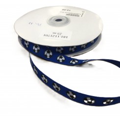 Fodbold b&aring;nd bl&aring; 15 mm x 1 m