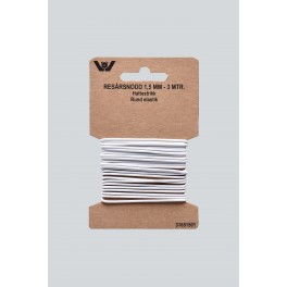 Elastik rund 1,5 mm x 3 M Hvid.