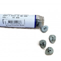 Knap 2 huls Gr&aring; 18 mm