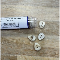 Knap 2 huls Gr&aring;Hvid 18 mm