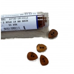 Knap 2 huls Brun 18 mm