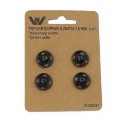 Trykknap 15 mm sort.