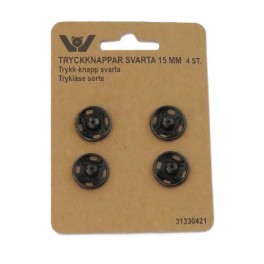 Trykknap 15 mm sort.