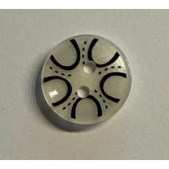 Knap med m&oslash;nster hvid / sort 13 mm