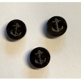 Knap med anker 10 mm brunlig/ sort