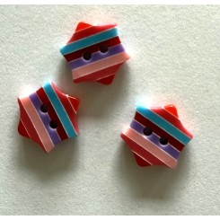 Knap stjerne stribet pink / lilla 12 mm