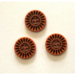 Knapper orange / sort 15 mm