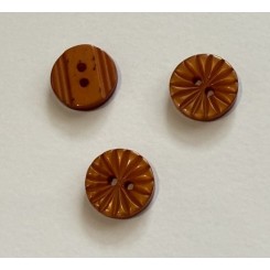 Knap 2 hul 15 mm blomst br.orange
