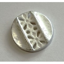 Knap med blomster Hvid 18 mm