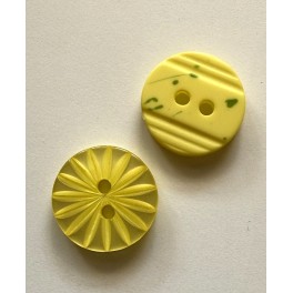 Knap 2 hul 15 mm blomst gul