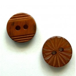 Knap 2 hul 13 mm blomst brandt orange