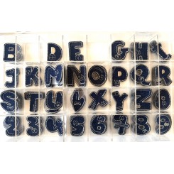 Fun Letters strygem&aelig;rker Jeans bl&aring;
