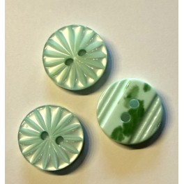 Knap 2 hul 15 mm blomst mint