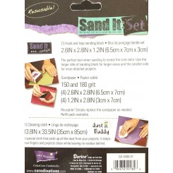 Sand it s&aelig;t, dust klud, sandpapi, blok